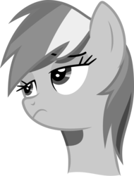 Size: 5473x7197 | Tagged: safe, artist:fruft, rainbow dash, pegasus, pony, g4, rarity investigates, absurd resolution, bust, female, grayscale, lidded eyes, mare, monochrome, portrait, simple background, solo, transparent background, unimpressed, vector