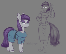 Size: 3802x3150 | Tagged: safe, artist:radicalweegee, maud pie, earth pony, pony, anthro, unguligrade anthro, g4, anthro with ponies, female, high res, looking at you, simple background, solo