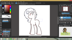 Size: 1368x768 | Tagged: safe, artist:binkyt11, oc, oc only, oc:duck badge, pony, derpibooru, derpibooru ponified, medibang paint, meta, ponified, solo, wip