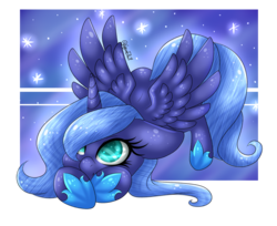 Size: 1600x1306 | Tagged: safe, artist:minelvi, artist:wasatgemini, princess luna, pony, g4, female, filly, floppy ears, mare, solo, woona, younger