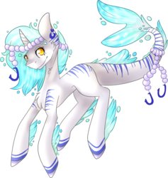 Size: 677x715 | Tagged: safe, artist:poppy-opium, oc, oc only, original species, pony, shark pony, female, horn, mare, pearl, simple background, solo, transparent background