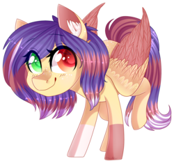 Size: 1059x993 | Tagged: safe, artist:shiromidorii, oc, oc only, oc:cookie, pegasus, pony, female, heterochromia, mare, simple background, solo, transparent background