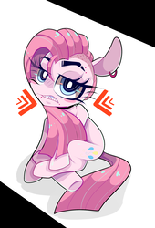 Size: 1497x2203 | Tagged: safe, artist:peachesandcreamated, pinkie pie, earth pony, pony, g4, collar, ear piercing, earring, female, jewelry, piercing, pinkamena diane pie, punkamena, sharp teeth, solo, teeth