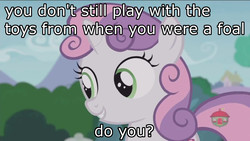 Size: 1280x720 | Tagged: safe, edit, edited screencap, screencap, sweetie belle, pony, forever filly, g4, female, image macro, meme, solo