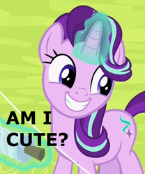 Size: 392x472 | Tagged: safe, edit, edited screencap, screencap, starlight glimmer, pony, g4, rock solid friendship, cropped, female, image macro, meme, smiling, solo