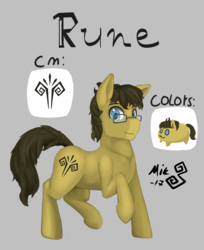 Size: 2894x3545 | Tagged: safe, artist:mik3thestrange, oc, oc only, oc:rune, earth pony, pony, gray background, high res, male, reference sheet, simple background, solo, stallion