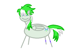 Size: 461x304 | Tagged: safe, artist:watermelon changeling, derpibooru exclusive, oc, oc only, oc:emerald lightning, pegasus, pony, 1000 hours in ms paint, c:, leg warmers, looking at you, ms paint, simple background, smiling, solo, stick figure, white background