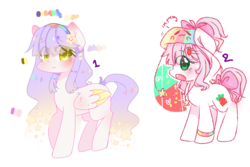 Size: 1343x896 | Tagged: safe, artist:windymils, oc, oc only, oc:pink, oc:star, earth pony, pegasus, pony, female, mare, reference, starry mane