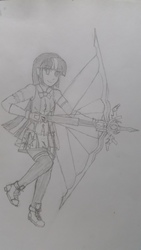Size: 1152x2048 | Tagged: safe, twilight sparkle, equestria girls, g4, arrow, bow (weapon), bow and arrow, converse, female, final fantasy, monochrome, pencil drawing, shoes, solo, traditional art, weapon