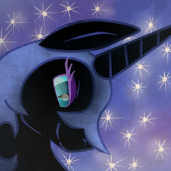 Size: 300x300 | Tagged: safe, artist:yuureiburu, nightmare moon, alicorn, pony, g4, bust, female, looking at you, solo