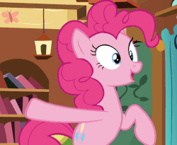 Size: 621x508 | Tagged: safe, screencap, pinkie pie, earth pony, pony, fluttershy leans in, g4, season 7, animated, bipedal, female, gif, loop, solo, waving