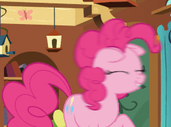 Size: 686x508 | Tagged: safe, screencap, pinkie pie, earth pony, pony, fluttershy leans in, g4, season 7, animated, female, gif, head shake, loop, solo