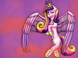 Size: 900x672 | Tagged: safe, artist:laroisbeaute, princess cadance, alicorn, pony, g4, female, mare, one eye closed, solo, spread wings, wings, wink