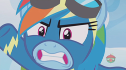 Size: 1236x692 | Tagged: safe, screencap, rainbow dash, pony, g4, parental glideance, angry, female, mare, solo, treehouse logo