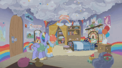 Size: 806x451 | Tagged: safe, screencap, bow hothoof, scootaloo, windy whistles, narwhal, pegasus, pony, g4, parental glideance, animated, camera, female, filly, foal, gif, happy, male, mare, rainbow dash's parents, ship:windyhoof, squee, stallion