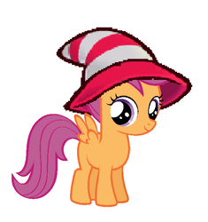 Size: 556x592 | Tagged: safe, scootaloo, pony, g4, female, filly, foal, hat, paper mario, paper mario: the thousand year door, simple background, solo, super mario bros., white background, witch hat