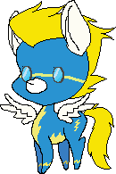 Size: 130x195 | Tagged: safe, artist:kimkahmakara, surprise, pony, g1, chibi, clothes, female, pixel art, simple background, solo, transparent background, uniform, wonderbolts uniform