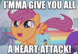 Size: 611x425 | Tagged: safe, edit, edited screencap, screencap, scootaloo, pony, g4, parental glideance, animated, behaving like a dog, cute, cutealoo, female, gif, image macro, meme, pure unfiltered evil, saddle bag, scootapup, solo, tail wag, weapons-grade cute, wiggling