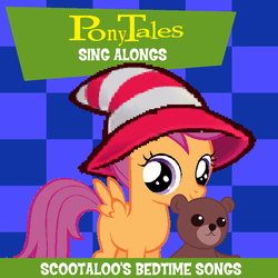 Size: 1001x1000 | Tagged: artist needed, safe, edit, scootaloo, pony, series:pony tales, g4, cd, female, hat, solo, veggietales