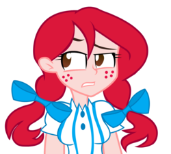 Size: 1024x921 | Tagged: dead source, safe, artist:wubcakeva, equestria girls, g4, barely pony related, clothes, crossover, equestria girls-ified, female, pigtails, simple background, smug wendy's, solo, transparent background, wendy's