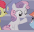 Size: 275x261 | Tagged: safe, screencap, apple bloom, sweetie belle, windy whistles, earth pony, pegasus, pony, unicorn, g4, parental glideance, animated, female, filly, gif, waving