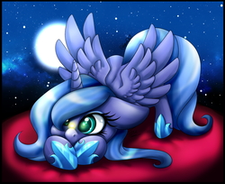 Size: 3160x2580 | Tagged: safe, artist:inspiredpixels, artist:minelvi, princess luna, alicorn, firefly (insect), pony, g4, cute, female, filly, high res, lunabetes, mare, night, s1 luna, solo, woona, younger