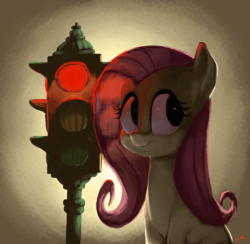 Size: 4266x4170 | Tagged: safe, artist:docwario, fluttershy, pegasus, pony, g4, absurd resolution, bust, female, looking away, mare, portrait, sitting, solo, traffic light