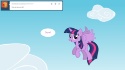 Size: 1280x720 | Tagged: safe, artist:hakunohamikage, twilight sparkle, alicorn, pony, ask-princesssparkle, g4, ask, female, solo, tumblr, twilight sparkle (alicorn)