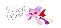 Size: 11467x5259 | Tagged: safe, princess cadance, pony, g4, absurd resolution, briefs, cape, captain underpants, clothes, female, joke, simple background, solo, underwear, white background