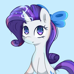 Size: 1024x1024 | Tagged: safe, artist:posionjoke, rarity, pony, unicorn, g4, bow, cute, female, glowing horn, hair bow, horn, magic, mare, solo, wingding eyes