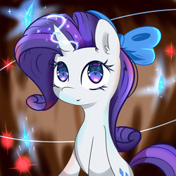 Size: 1024x1024 | Tagged: safe, artist:posionjoke, rarity, pony, unicorn, g4, bow, cute, diamond, female, hair bow, magic, mare, solo