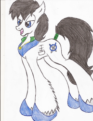 Size: 1700x2200 | Tagged: safe, artist:wyren367, oc, oc only, oc:blade, pony, colored pencil drawing, horseshoes, male, solo, stallion, traditional art, unshorn fetlocks