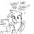 Size: 1280x1280 | Tagged: safe, artist:tjpones, gilda, griffon, pony, g4, black and white, chest fluff, dialogue, grayscale, monochrome, simple background, white background