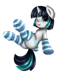 Size: 2550x2850 | Tagged: safe, artist:pridark, oc, oc only, oc:dragonfire, pony, unicorn, fallout equestria, fallout equestria: child of the stars, butt, clothes, commission, fallout, female, high res, looking at you, mare, one eye closed, plot, simple background, smiling, socks, solo, stockings, striped socks, thigh highs, tongue out, transparent background, two toned mane, wink, ych result