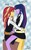 Size: 800x1280 | Tagged: safe, artist:angeltorchic, sunset shimmer, twilight sparkle, equestria girls, g4, blushing, clothes, dialogue, duo, female, lesbian, looking at each other, school uniform, ship:sunsetsparkle, shipping, smiling