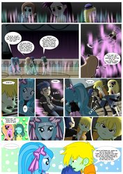 Size: 1024x1448 | Tagged: safe, artist:jucamovi1992, flash sentry, oc, oc:golden heart, oc:piscis, oc:radne, oc:speed wave, mermaid, comic:i love you (jucamovi1992), equestria girls, g4, angry, comic, crying, dark magic, enchanted, enchantment, enchantress, kissing, magic, oc x oc, shipping, this will end in tears, this will end in tears and/or death