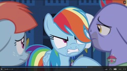 Size: 1600x900 | Tagged: safe, screencap, bow hothoof, rainbow dash, windy whistles, pegasus, pony, g4, parental glideance, angry, female, male, mare, peeved, rainbow dash's parents, ship:windyhoof, stallion