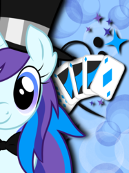 Size: 2048x2732 | Tagged: safe, artist:prismaticstars, oc, oc only, oc:cardstar clef, pony, unicorn, card, female, hat, high res, mare, solo, top hat