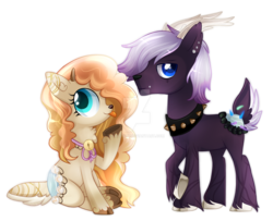 Size: 1600x1302 | Tagged: safe, artist:sugguk, oc, oc only, fawn, original species, pond pony, female, male, simple background, transparent background, watermark