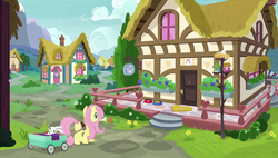 Size: 1920x1090 | Tagged: safe, screencap, angel bunny, fluttershy, pony, fluttershy leans in, g4, animal, wagon