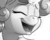 Size: 183x145 | Tagged: safe, artist:pusspuss, edit, sweetie belle, pony, g4, black and white, cropped, cute, diasweetes, eyes closed, female, grayscale, meme, meme face, monochrome, open mouth, singing, solo