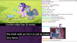 Size: 2560x1440 | Tagged: safe, screencap, maud pie, starlight glimmer, earth pony, pony, g4, rock solid friendship, berrytube, chat, meme, youtube caption