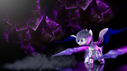 Size: 2560x1440 | Tagged: safe, artist:thelunagames, oc, oc only, oc:crystal moon, pegasus, pony, body markings, lance, magic, male, solo, spread wings, stallion, weapon, wings