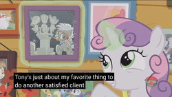 Size: 2560x1440 | Tagged: safe, screencap, chipcutter, sweetie belle, pony, forever filly, g4, female, magic, meme, picture, picture frame, solo, youtube caption