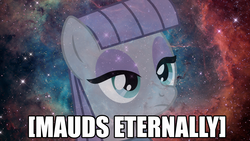 Size: 1920x1080 | Tagged: safe, maud pie, earth pony, pony, g4, female, image macro, meme, nebula, solo, space