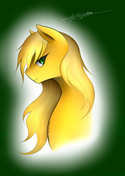 Size: 2480x3507 | Tagged: safe, artist:skullcroos, oc, oc only, earth pony, pony, blonde, female, food, hatless, high res, loose hair, mare, missing accessory, orange, solo, yellow