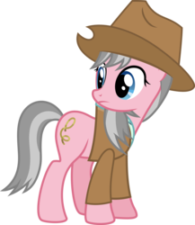 Size: 4002x4607 | Tagged: safe, artist:cloudyskie, wrangler, earth pony, pony, fluttershy leans in, g4, absurd resolution, clothes, cowboy hat, female, hat, looking back, mare, safari jacket, shirt, simple background, solo, stetson, transparent background, vector