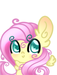 Size: 1536x2048 | Tagged: safe, artist:silviasilvar, fluttershy, pegasus, pony, g4, c:, cheek fluff, chest fluff, chibi, colored eyelashes, colored pupils, cute, ear fluff, eyelashes, female, floating wings, fluffy, looking at you, mare, shyabetes, simple background, smiling, solo, white background