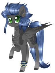 Size: 1865x2454 | Tagged: safe, artist:php146, oc, oc only, pony, colored pupils, ear piercing, female, green eyes, jewelry, looking at you, mare, necklace, piercing, raised hoof, simple background, solo, transparent background