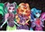 Size: 3440x2480 | Tagged: safe, artist:neobubbles, adagio dazzle, aria blaze, sonata dusk, equestria girls, g4, my little pony equestria girls: rainbow rocks, fin wings, grin, high res, ponied up, scene interpretation, smiling, smirk, the dazzlings, traditional art